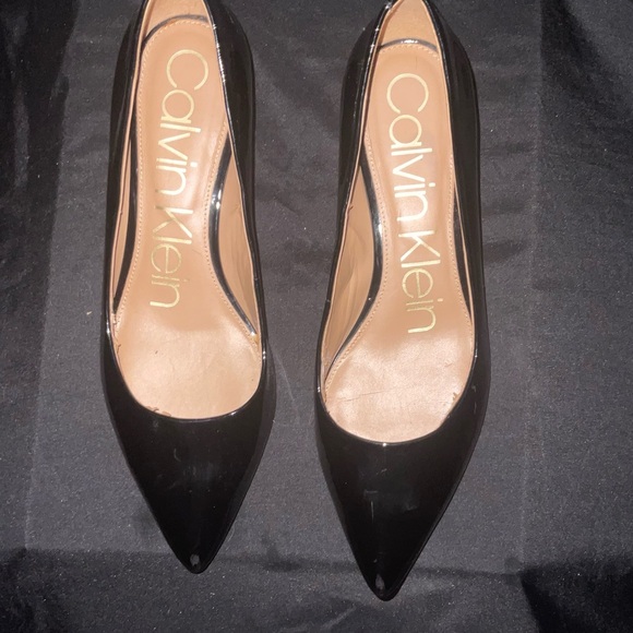 Calvin Klein Black Patent Block Heels - Picture 1 of 8